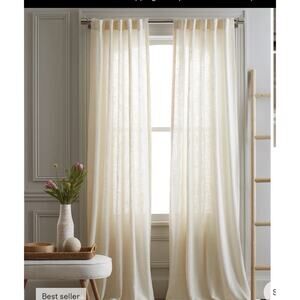 Quince Home Cotton Sheer Curtain Set Of 2 Ivory Bedding 48X96 Pieces